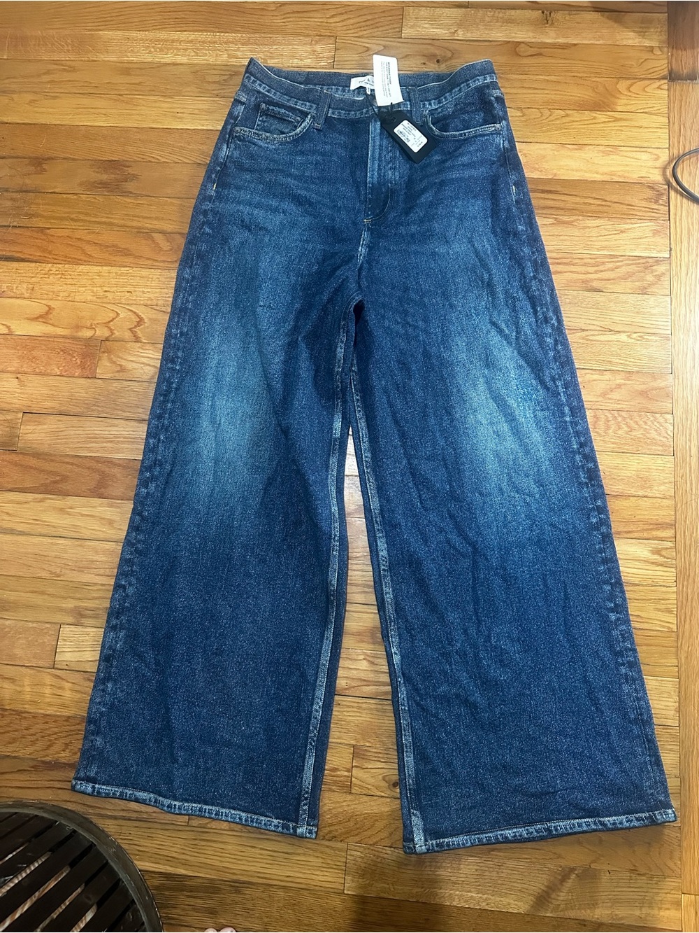 rag & bone Wide Leg Denim Jeans in Medium Blue - Picture 3 of 10